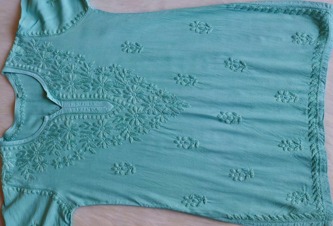 Aliyah Mint Blue Short Rayon Kurta