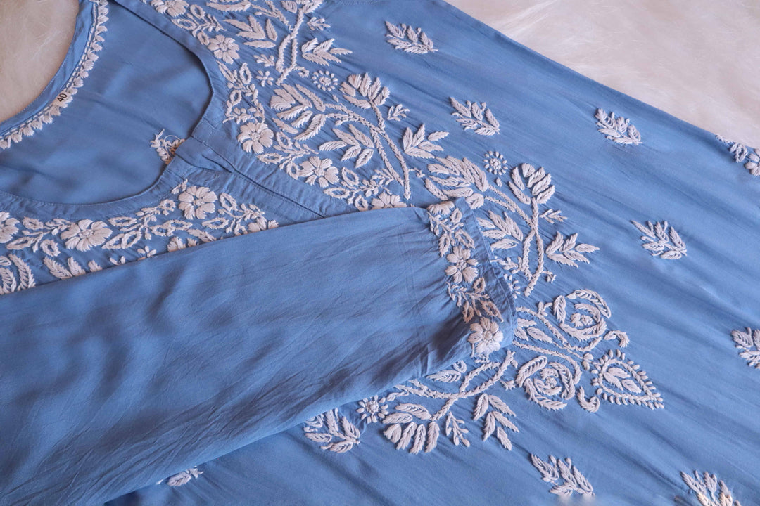 Gul Ice Blue Long Modal Kurta