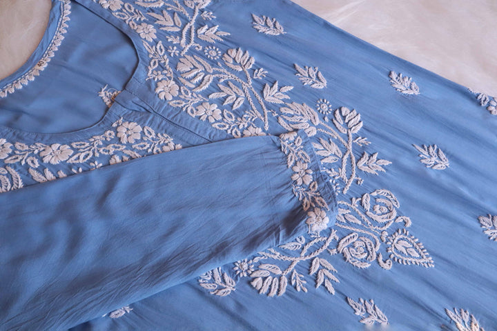 Gul Ice Blue Long Modal Kurta