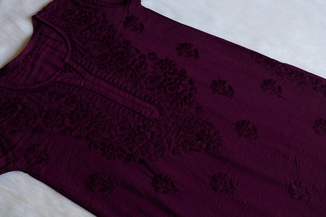 Meerab Deep Plum Pure Chanderi set