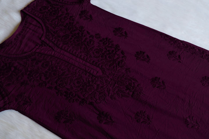 Meerab Deep Plum Pure Chanderi set