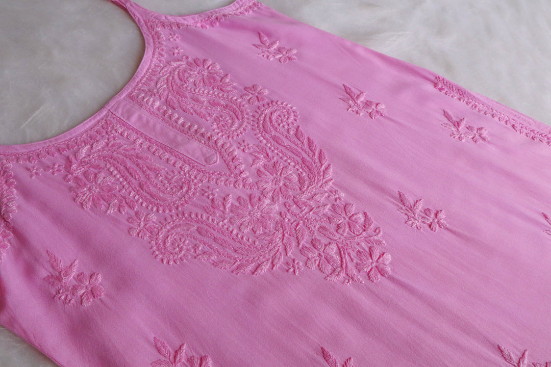 Haania Baby Pink Noodle Strap 3 Piece Kurta set