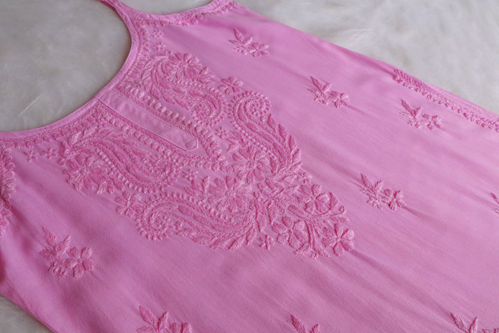 Haania Baby Pink Noodle Strap 3 Piece Kurta set