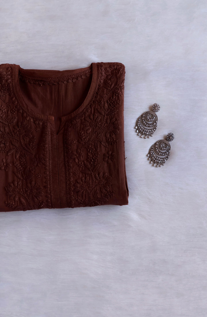 Anahira Chocolate Brown Cotton Kurta