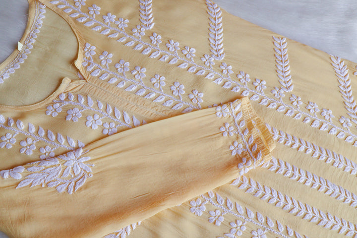 Hanaa Yellow Crepe Silk Kurta