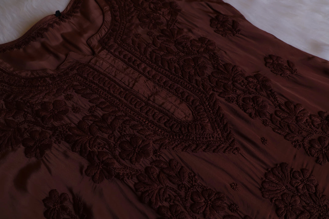 Haya Chocolate Brown Pure Crepe Kurta