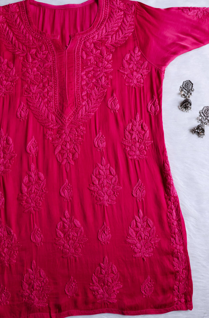 Mehr Deep Pink Modal Silk short top