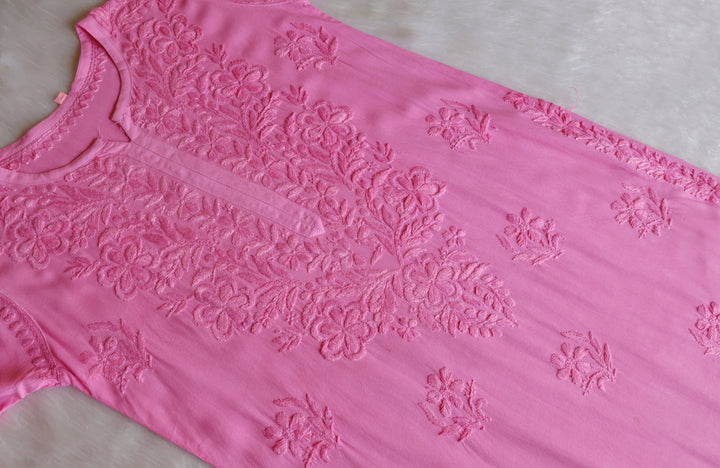 Sanam Baby Pink Ombre Long Rayon Kurta