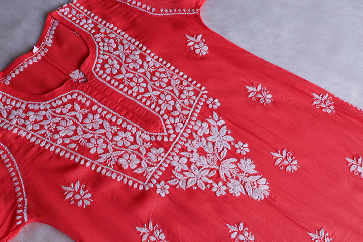 Waliya Coral Pink Cotton Kurta