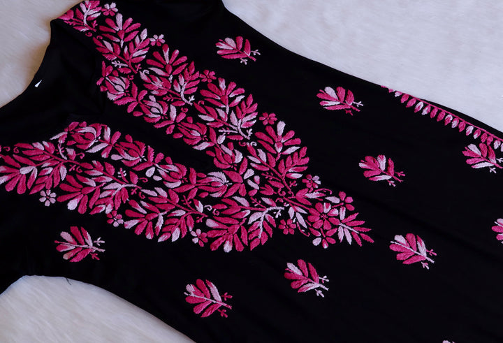 Sanam Black & Hot Pink Ombre Long Rayon Kurta