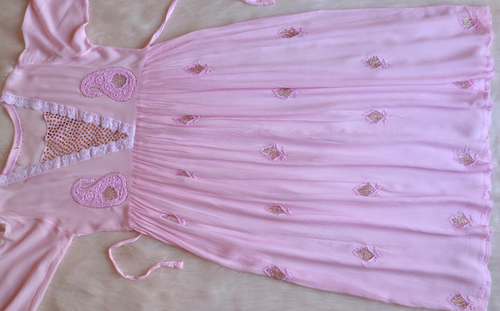 Anabiya Baby Pink Pure Chiffon Dress