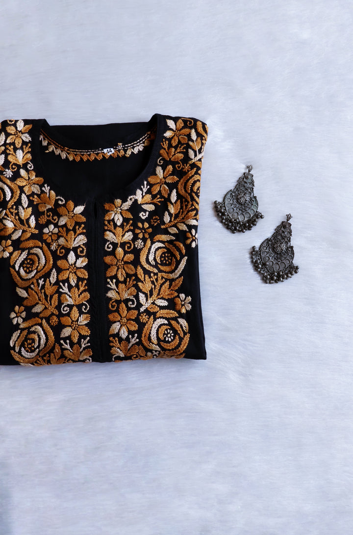 Gulaab Black & Mustard Ombre Long Rayon Kurta