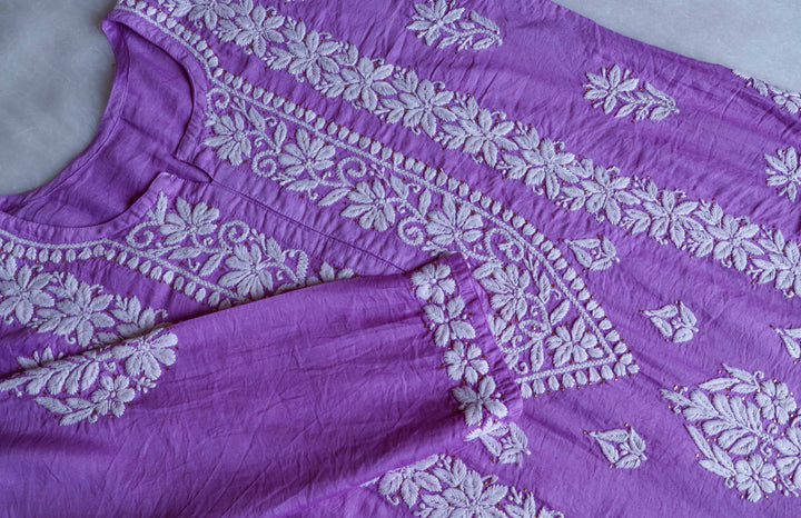 Alizah Lavender Linen Chanderi Mukaish Kurta