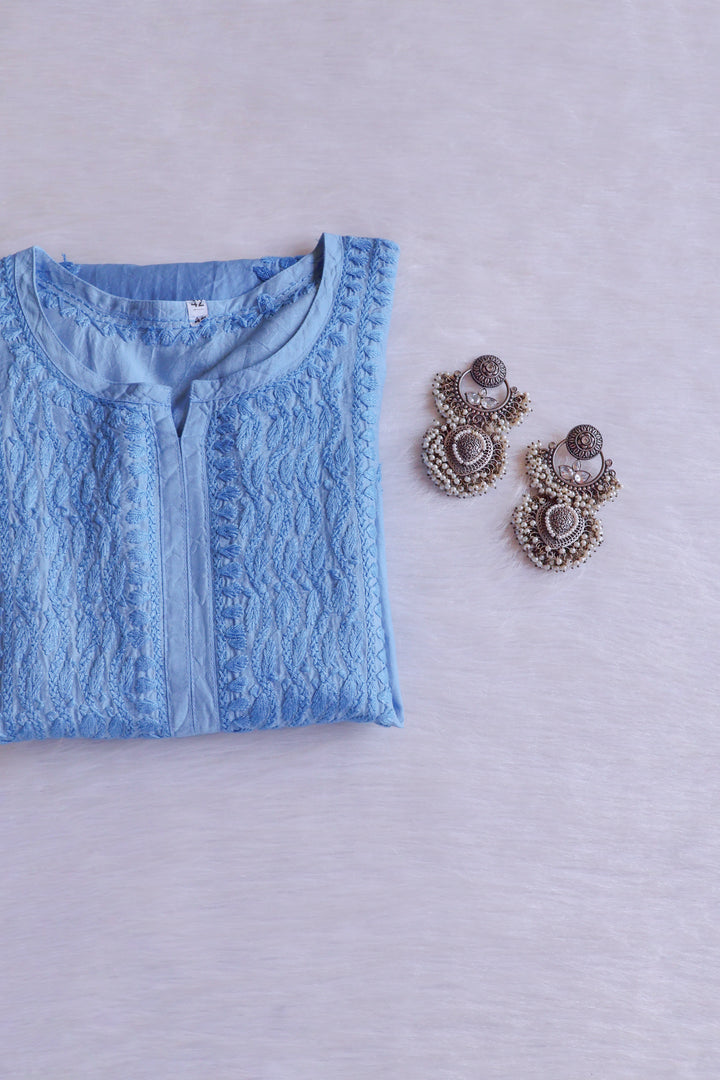 Dilnoor Ice Blue Chanderi Ombre Kurta