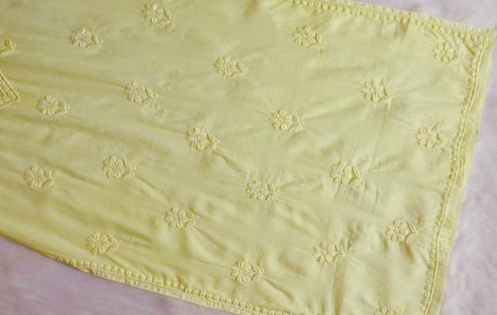 Saleha Pastel Yellow Cotton Kurta
