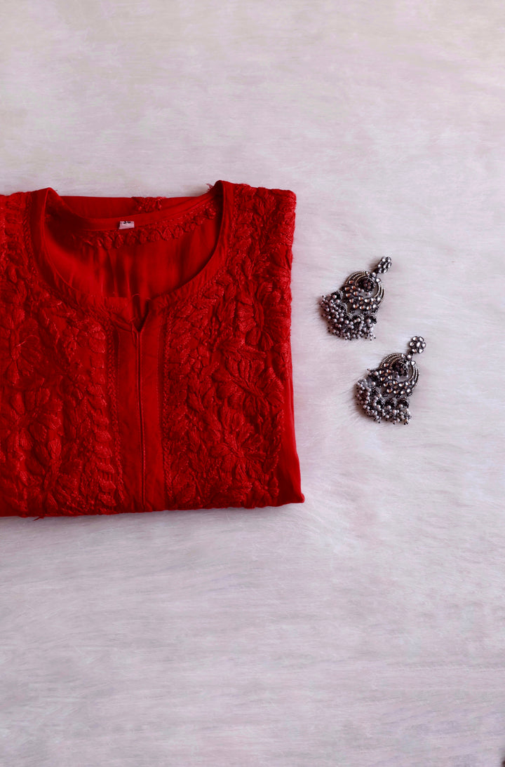 Amirah Red Long Rayon Kurta