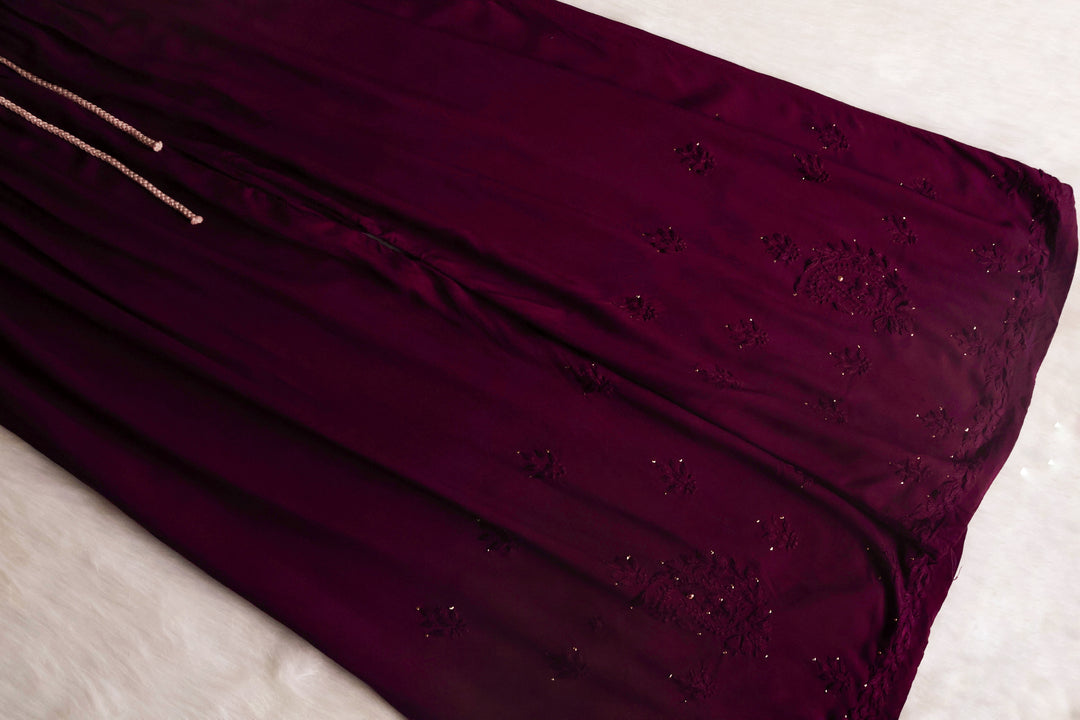 Naida Deep Plum 2 piece Rayon Mukaish set