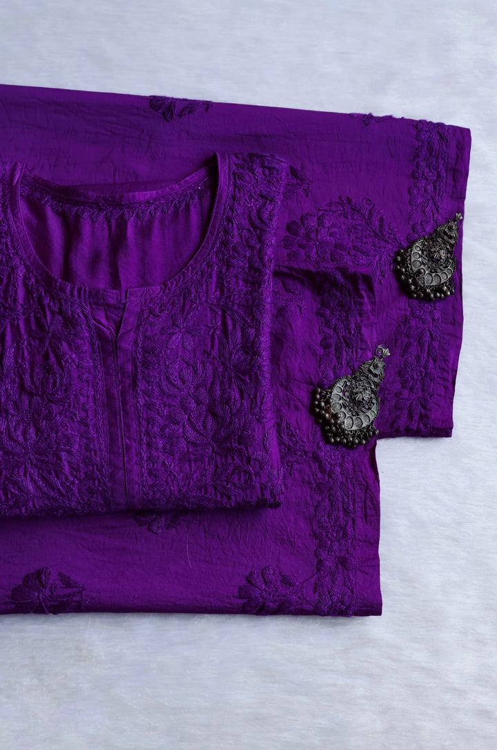 Meerab Deep Purple Pure Chanderi set