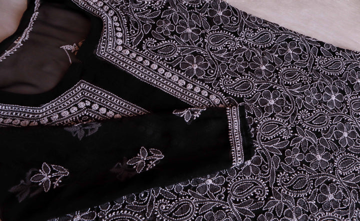 Black & White Long Georgette kurta