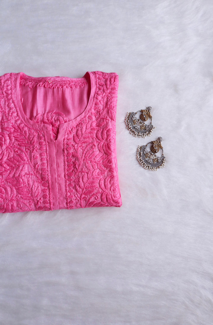 Zenara Pink Chanderi Kurta