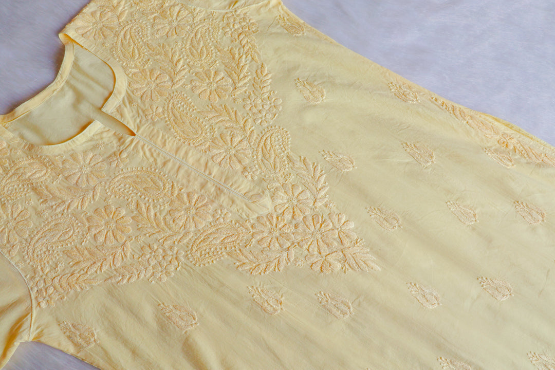 Anah Pastel Yellow Pure Cotton Kurta