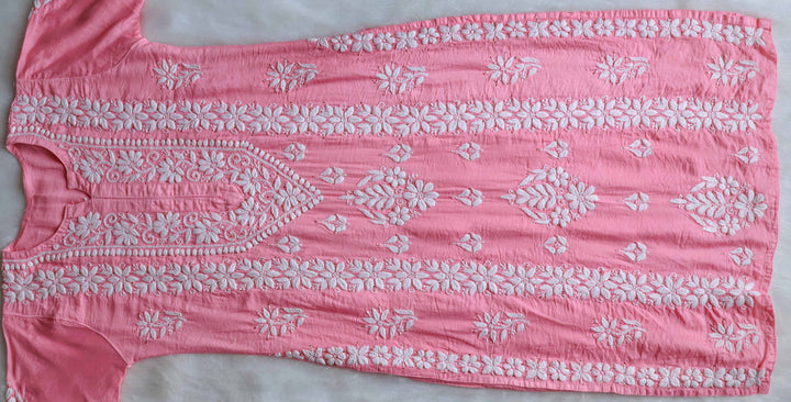 Alizah Baby Pink Linen Chanderi Mukaish Kurta