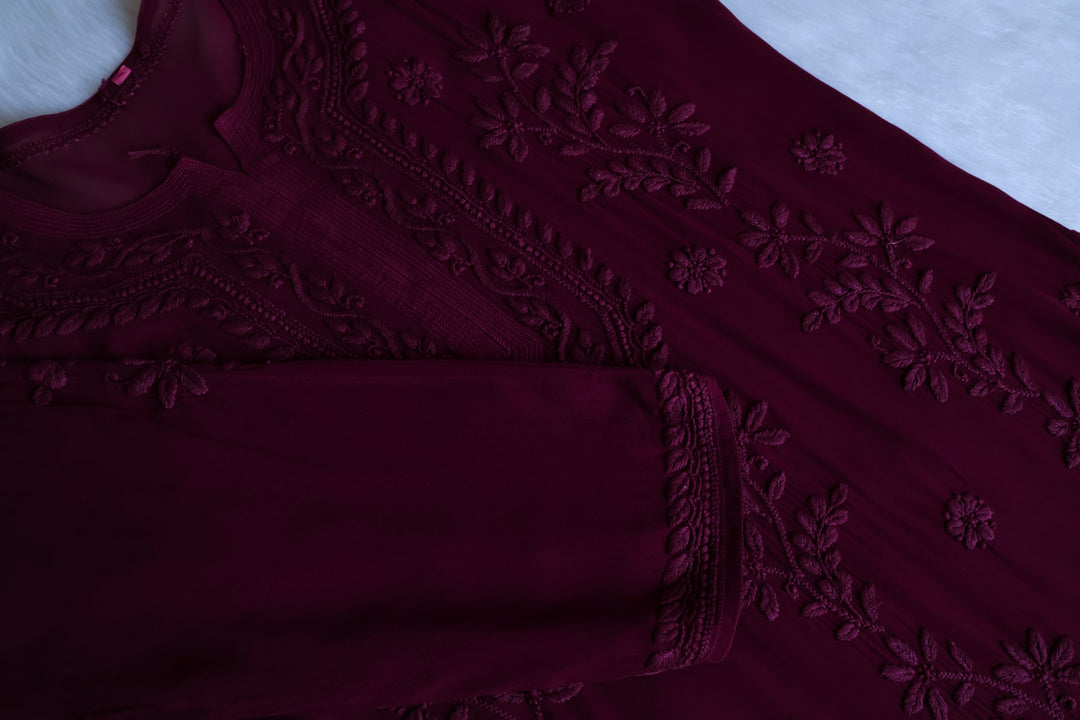 Mehr Deep Purple Viscose Georgette Kurta