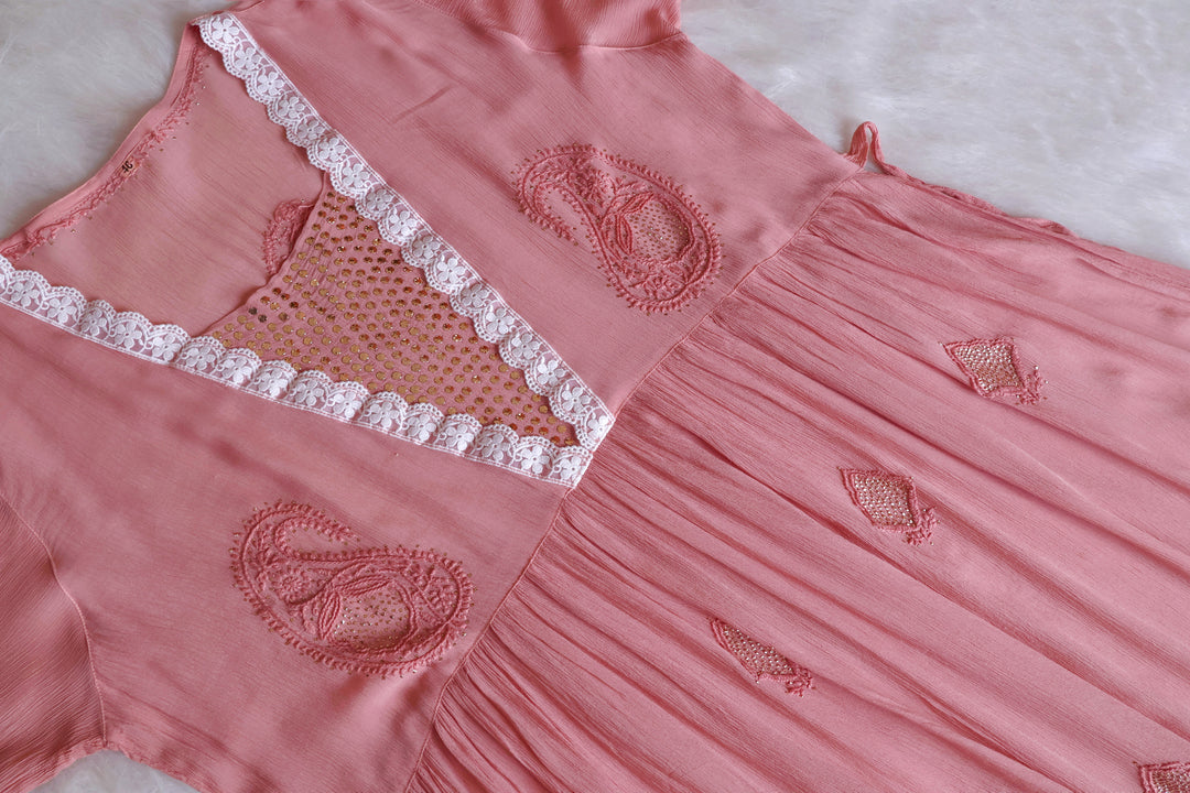 Anabiya Rose Brown Pure Chiffon Dress