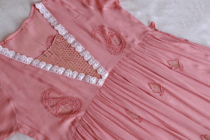 Anabiya Rose Brown Pure Chiffon Dress