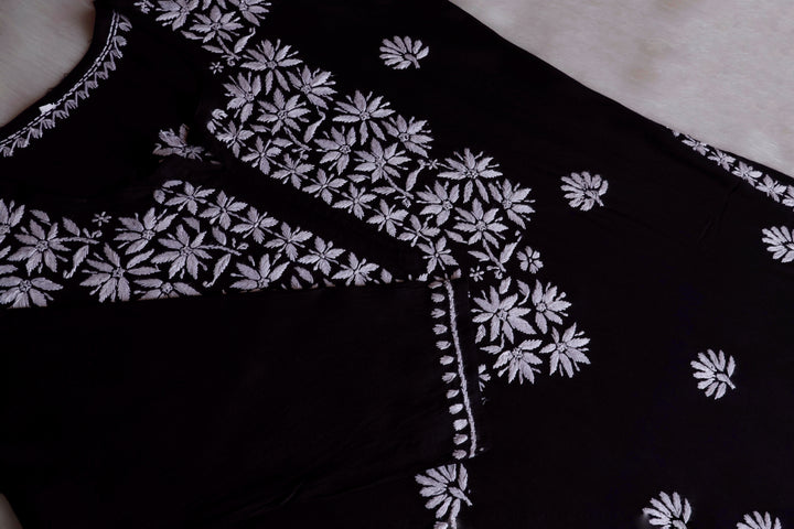 Haala Black Long Rayon Kurta