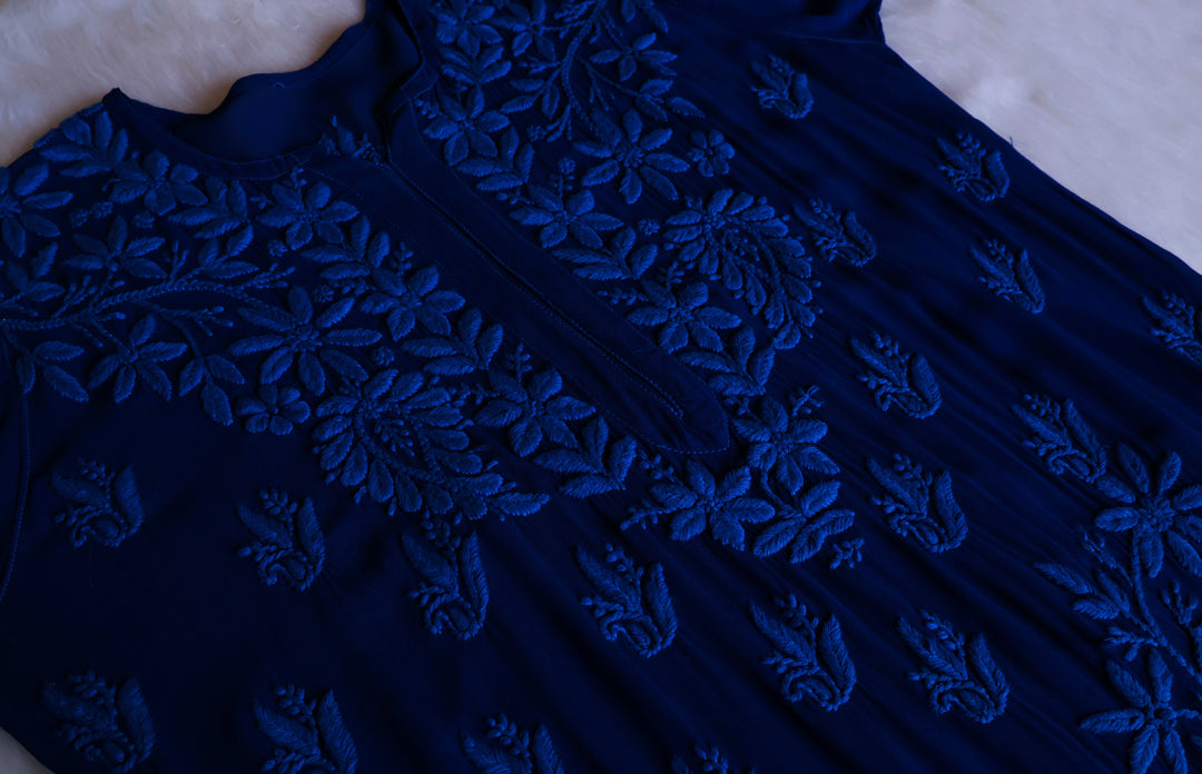 Waliya Royal Blue Viscose Georgette Kurta