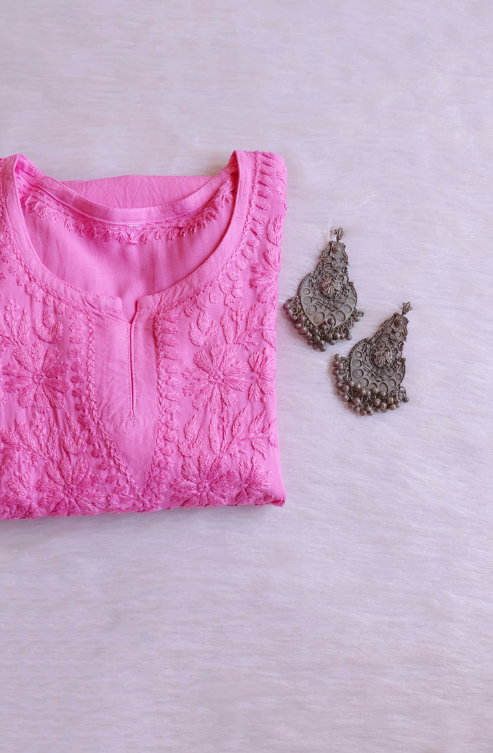 Aliyah Baby Pink Short Rayon Kurta