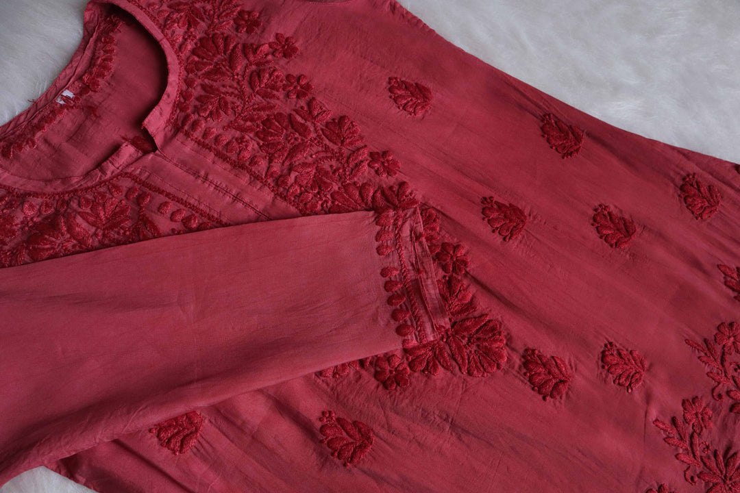 Layla Crimson Short Chanderi Kurta