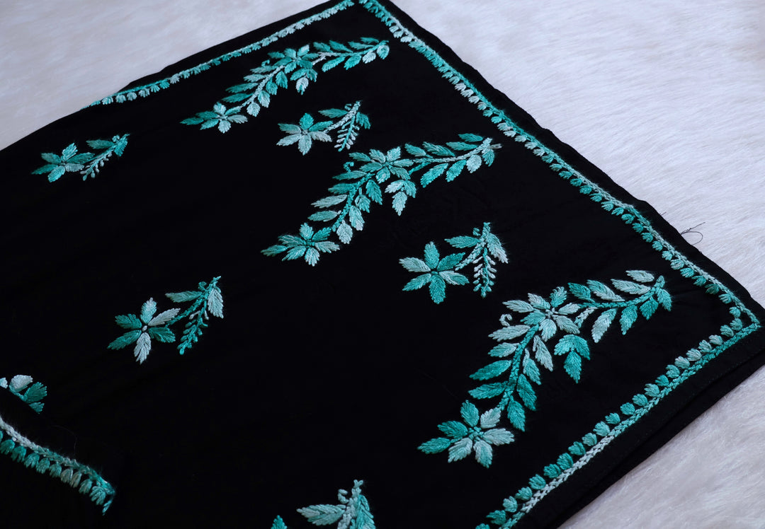 Maaham Black & Teal Short Rayon Kurta
