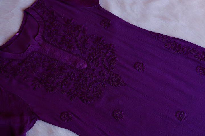 Mehr Deep Purple Pure Chiffon Kurta