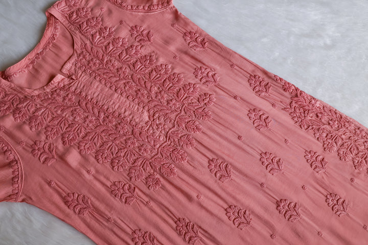 MehrNaaz Rose Brown Pure Muslin Kurta