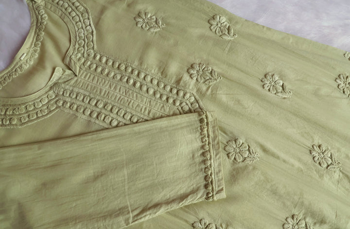 Saleha Olive Green Cotton Kurta