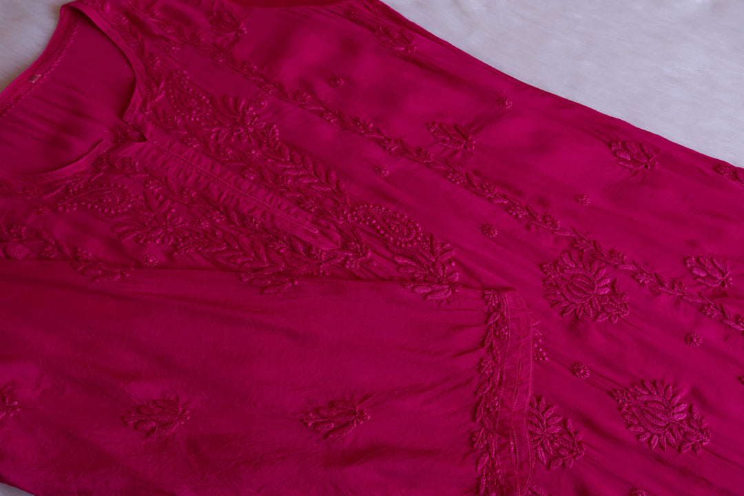 Haania Deep Pink Pure Muslin  Kurta