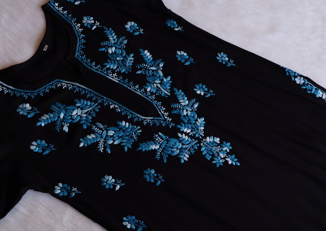 Eliza Black & Royal Blue Ombre Long Rayon Kurta