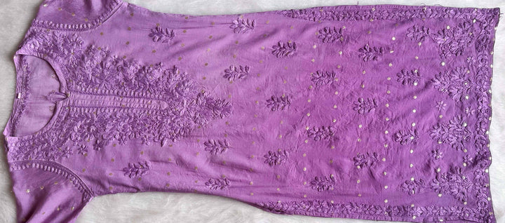 Nazakat Dusty Purple Long Chanderi Kurta