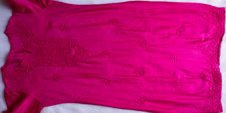 Zimra Luxe Deep Pink 3 Piece Pure Chanderi set