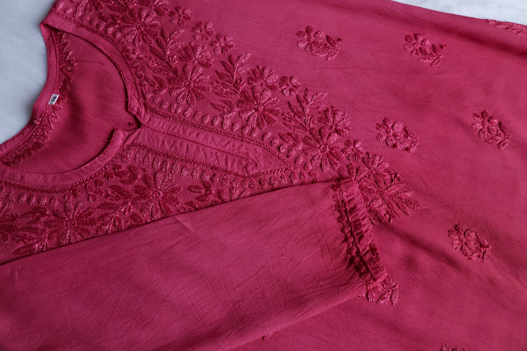 Farhaa Mauve Pink Ombre Short Rayon Kurta
