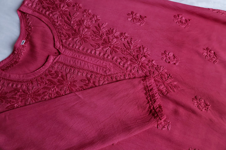 Farhaa Mauve Pink Ombre Short Rayon Kurta