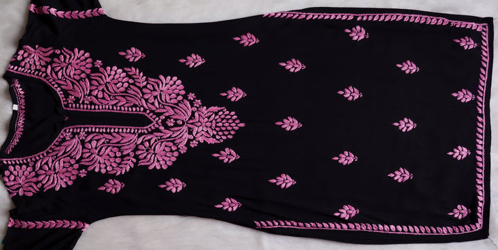 Noora Black & Baby Pink Long Rayon kurta