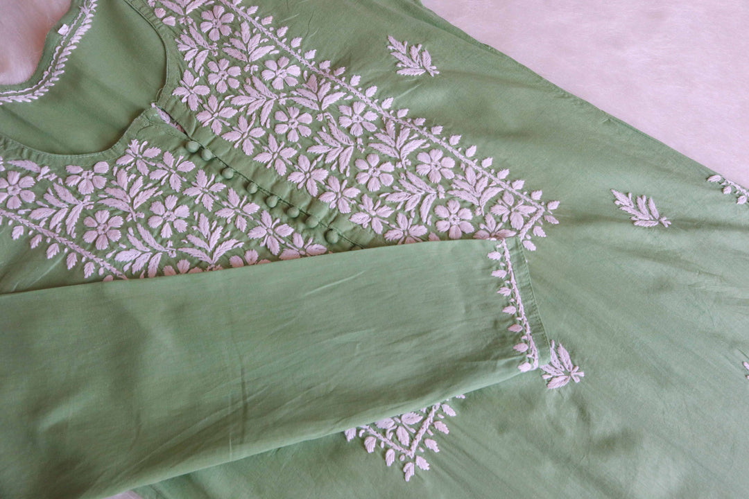 Zyra Sage Green Cotton Kurta