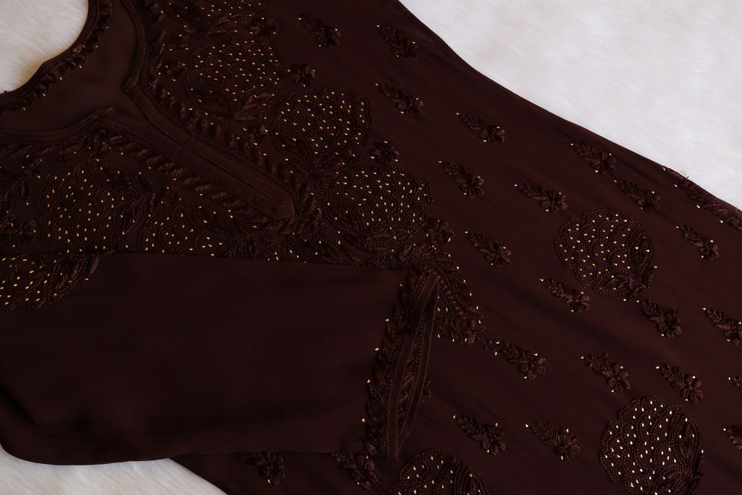 Hanaa Chocolate Brown Viscose Georgette Kurta