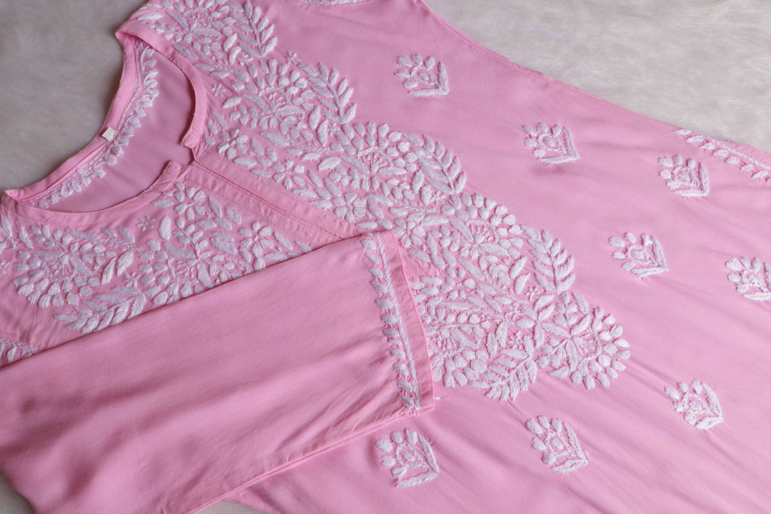 Rahaa Baby Pink Long Rayon kurta