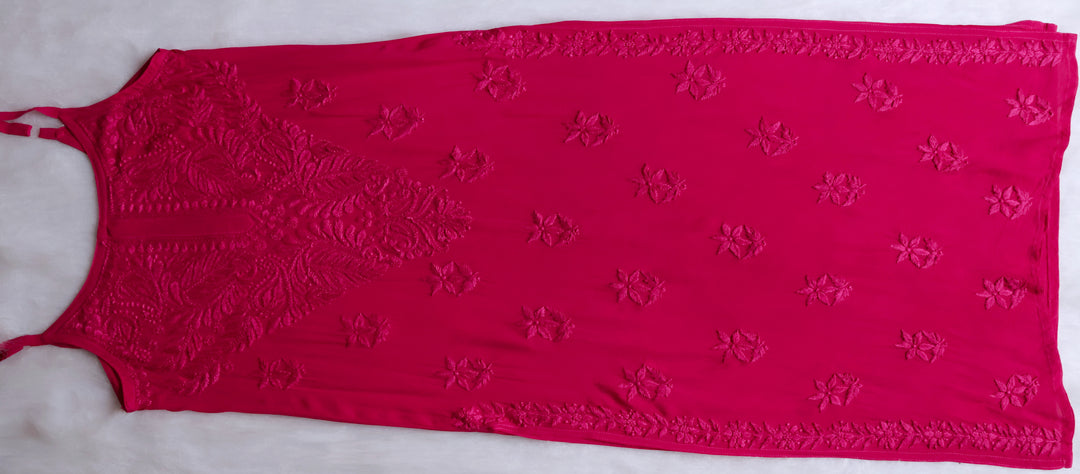Zimra Deep Pink Viscose Sleeveless Set