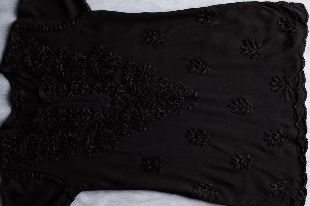 Gul Black Scalloped Short Kurta