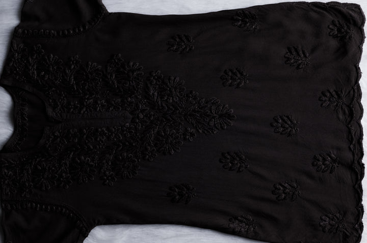 Gul Black Scalloped Short Kurta